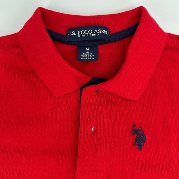 U.S. Polo Assn. Boys Embroidered Logo Red Short Sleeve Polo Shirt New Medium 8 - Picture 8 of 8
